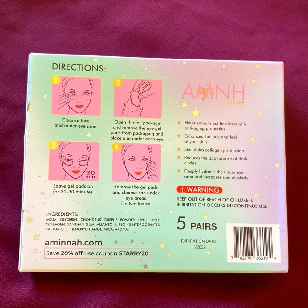 6/$40 or 9/$50 AMNH Skin Care “Starry” Collagen Gel Eye Pads